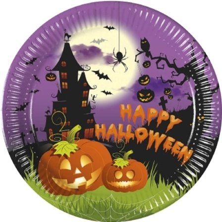 Halloween kertakäyttölautaset 23 cm 8 kpl papptallrikar
