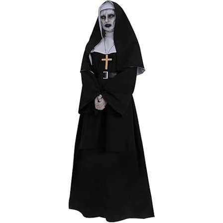 Nonne Kostyme Plus Size Skummel Nonne Antrekk Prest Halloween Kostyme Svart