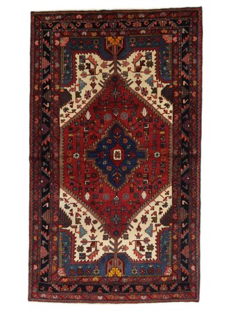 Handgeknüpft Persischer Hamadan Teppich 145X236 Schwarz/Dunkelrot