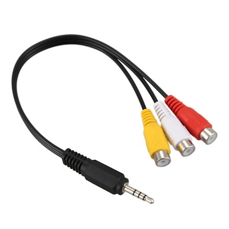 3,5 mm hanstik til 3 RCA hun Audio Video AV kabel 22 cm