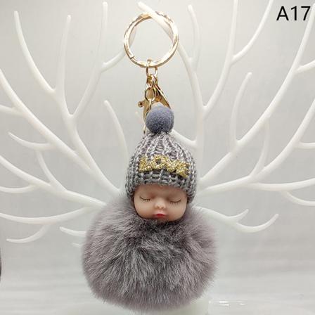 Sleeping Baby Nyckelring E Fluffy Plysch Doll Nyckelringar Dam Flicka