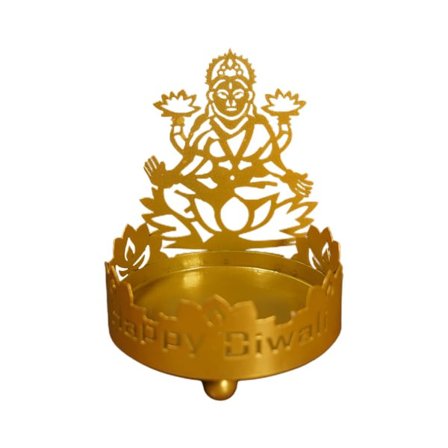 Metal Lysestager Projektion Buddha Statue Lysestager Bordholder Dekorativ Hul Lysestager Middag null - D