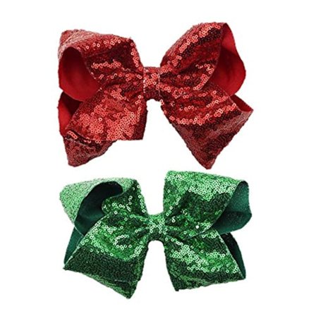 2 Extra Large Hårklämmor med Glitter Rosett, Barn Cheerleader Prestanda Hårklämmor 20cm
