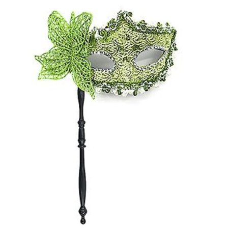 Halloween Party Maske med Holdestang Aften Prom Maskerade Maske Scene Cosplay Rekvisitter Venetiansk Halvmaske til Kvinder (Grøn)