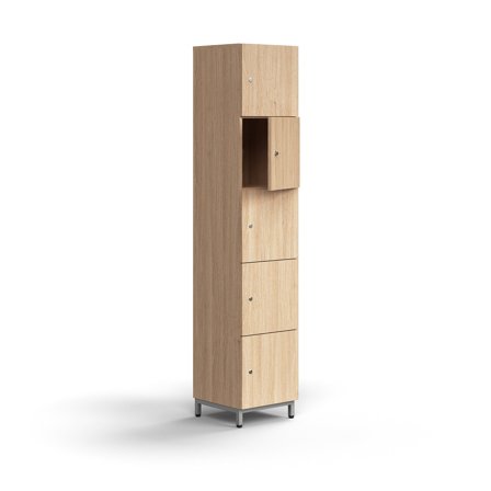 Schließfachschrank QBUS, 2020x400x420 mm, Silber, Eiche