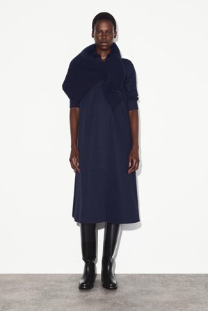 COS Women's Vestido Camisero Largo Voluminoso in Azul