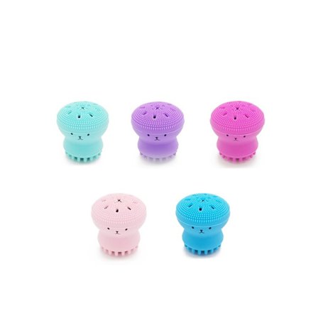 Silikon ansiktsrensebørste, mini blekksprut ansiktsrensebørste, silikon rensesvamp, ansiktsbørste, renseverktøy (rosa + grønn).