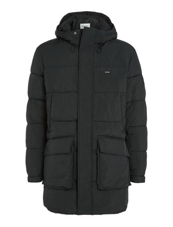 Crinkle Nylon Longlength Quilt Fôret Jakke Svart Calvin Klein*Betinget Tilbud