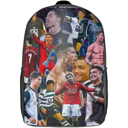 Ronaldo Rygsæk Skole Tasker Til Piger Drenge Fodboldspiller Rygsæk Med Lomme Fashion Skole Taske Børn Rygsæk 17inch