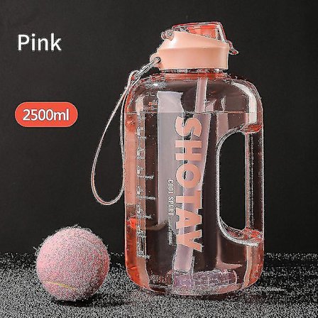 2 liters vattenflaska med sugrör Stora bärbara reseflaskor för träning Sport Fitness Cup med tidsskala Fda gratis