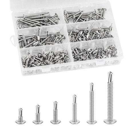 200 stk Pan Head Skruer Selvgjengende Skruer, Rustfritt Stål Skruer Selvborende Selvgjengende Skruesett M4.2*50mm/38mm/30mm/25mm/19mm/13mm