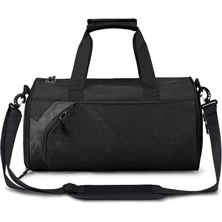 Kuntosalilaukku kenkälokerolla ja vedenpitävillä märillä taskuilla, viikonloppulaukku, treenilaukku urheilumatkoille, musta