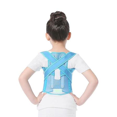 Justerbar Rygholdningskorrigerende Støtte med Harpiks Køl Støttebælte Holdningskorset Korrektion Til Studerende Børn-blå(L,Blå)
