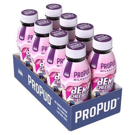 8 x ProPud Protein Milkshake, 330 ml, Berry Cheescake