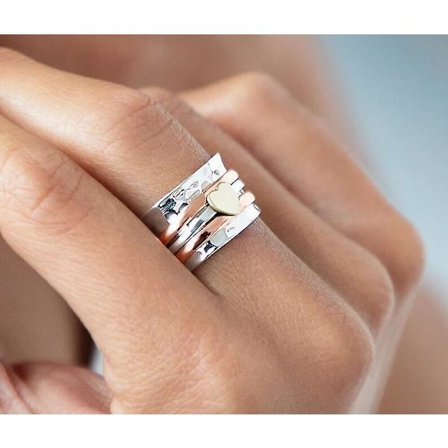 Spinnerende Hjerte Stress Relief Ring Vintage To Tone Roterbar Ferskenhjerte Damering