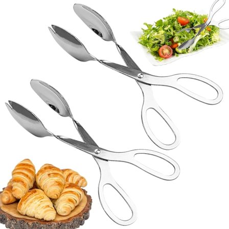 2 stk. salatklyper, 20 cm serveringsklyper, matsakseklyper i rustfritt stål, buffetklyper for hjemmekjøkken, fest, brød, kake, steking, biff, grill, 