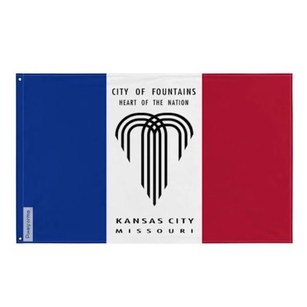 Lippu - Kansas City - 128 x 192 cm - Polyester - Tulostus edessä/taakse - Rautaköydenläpiviennit