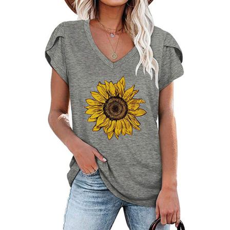 Kortärmad T-shirt För Kvinnor V-ringad S