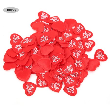 100 stk./pose polyester svamp hjerteform dekoration Valentinsdag bryllupsfest dekoration ornament rød