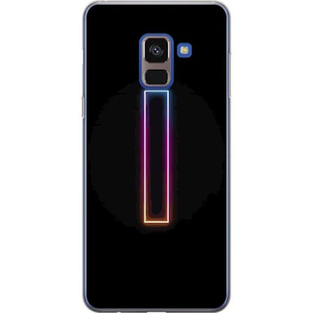 Kompatibel Mobilcover til Samsung Samsung Galaxy A8 (2018) Minimalistisk neonbogstav I i regnbuefarver mod mørk baggrund