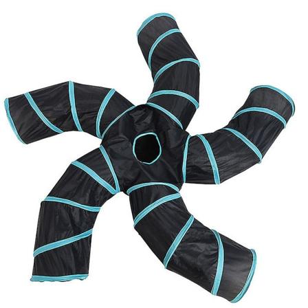 Foldbar Kattetunnel Legetøj 5 Veje Kattelegetunnel Interaktivt Rørlegetøj S-Formet Tunnel Edukativ 60X25CM