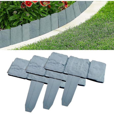 10 kpl puutarhan reunakivet, puutarhan nurmikon reunakivet aidan reunakivet harmaa muovi puutarhan nurmikon reunat palisadin kivi vaikutus nurmikko 