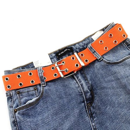 Nylon flettet belte dobbel pin spenne linning ORANSJE