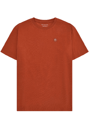 Knowledge Cotton Apparel LOKE badge tee - GOTS/Vegan T-shirts Herr Röd M