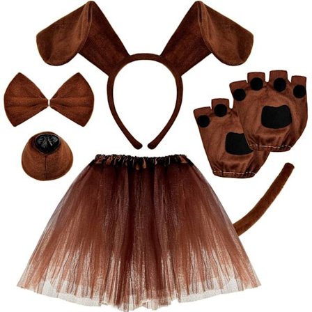 6 delar hundvalpkostym Set Hundöron Pannband, fluga, svans