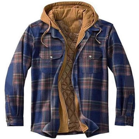 Fôret Shacket-jakke for menn, flanellhettegenser, vatterte shackets for menn, lange søte høstskjorter, rutete jakke i store størrelser