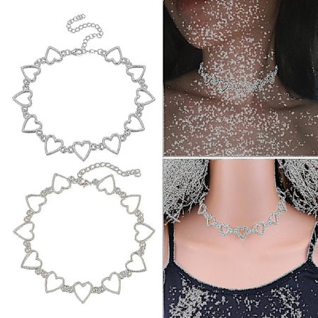 2x Choker Halsband Geometrisk Cirkel Statement Choker 28+7 cm Hänge