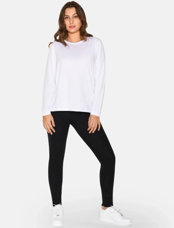 URBAN QUEST Women Bamboo L/S T-Shirt Loose Fit - White - S