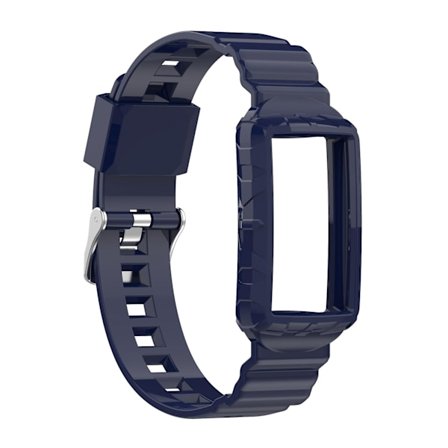 Marinblå Marinblå Silikon One Body Armor Klockarmband kompatibelt med Fitbit Charge 4 kompatibelt med Fitbit Charge 4