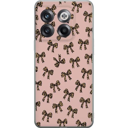 Kompatibelt Mobilskal till OnePlus OnePlus 10T Leopard båge rosetter mönster rosa bakgrund leopard print bågar söta mode flickaktig retro design m