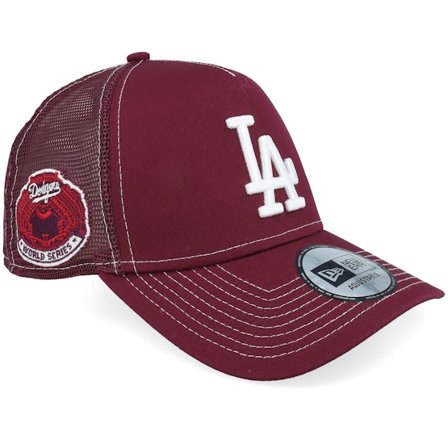 New Era - MLB Rød trucker Caps - Los Angeles Dodgers World Series Maroon A-Frame Trucker @ Hatstore