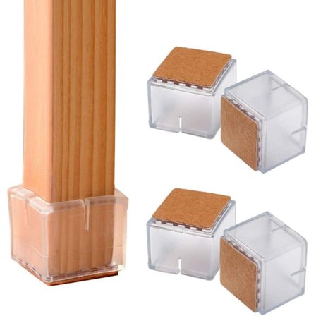 20 stk firkantede stolbenbeskyttere for gulv, firkantede silikonbenbeskyttere