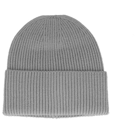 Beechfield - Light Grey Oversized Cuff Blank Beanie Cuff Grey Beanie - @ Hatstore