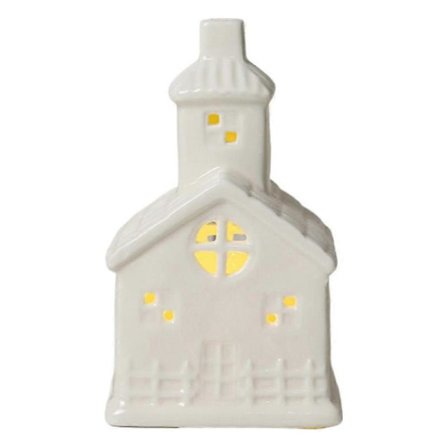 Hvide Porcelæns Festival LED Lysende Hvide Huse Dekor Miniature Festival