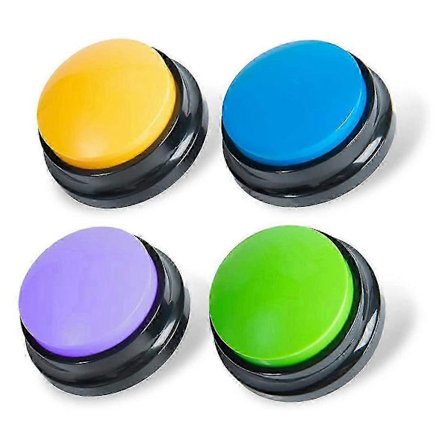 Opptakbare hundetreningsknapper for kjæledyrkommunikasjon - Sett med 4 summerenheter for effektiv trening og atferdsforsterkning