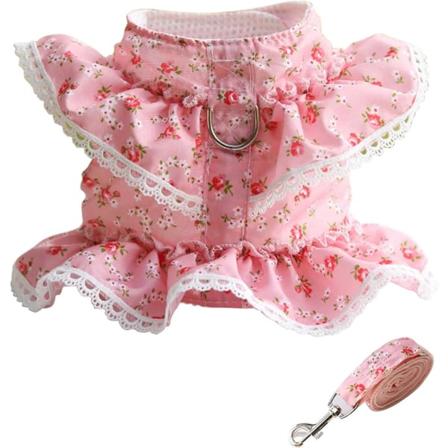Hundekjole Camisole Vår Sommer Kjæledyr Blomsterdress Klær Søt Valp Blonder Prinsessekjole