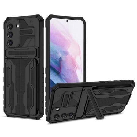 Samsung S21 Fe Stöttåligt Skal Kickstand & Kortfack Thinarmor V3 Svart