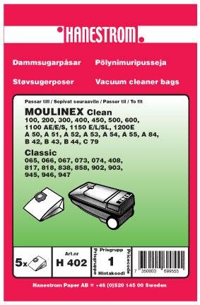 HANESTRÖM Dammsugarpåsar MOULINEX CLEAN