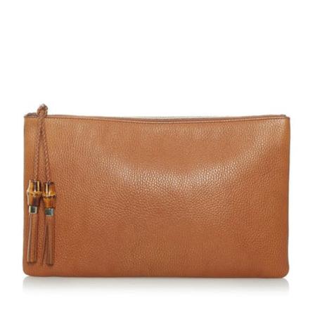 Gucci Vintage Pre-owned Leather Bamboo Brun, Dame Vintage Tasker, Størrelse: ONE Size