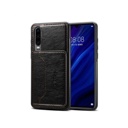 Galaxy A50 Mobilskal I Läder Med Kortfack - Svart