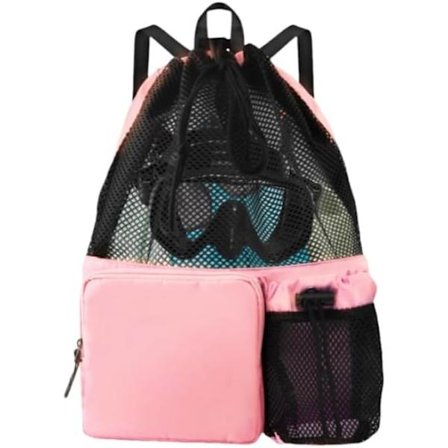 Vattentät simryggsäck, strandväska med våtficka och dragsko i mesh, lätt gym- och poolväska för simning, resor, män och kvinnor