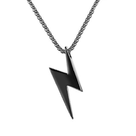 Mænds Halskæde Med Vedhæng, Rustfrit Stål Halskæde Kæde Sølv Lyn Gotisk Biker Mænds Tilbehør 55cm Kuglekæde Stål Kuglekæde Mænds Lig