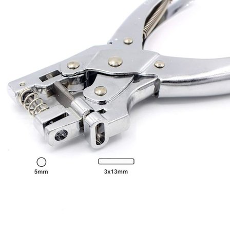 Metallinen käsikäyttöinen rei'itin, raskas, yksi pyöreä reikä, leuka