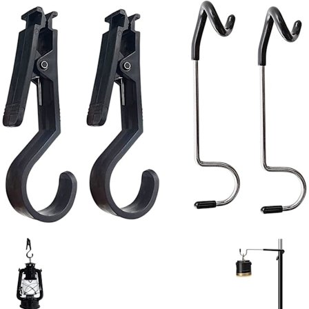4-pakning Camping Telt Lys Kroker, Multifunksjonell Klype Lysholder Camping Lys Krok Teltstang Krok for Camping Reise Eventyr
