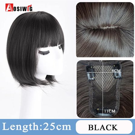 Synteettinen pitkä suora Topper peruukkikiinnike hiustenpidennyksissä Luonnollinen pörröinen pään toppi tekohiuspala Bang Clipilla Musta Ruskea