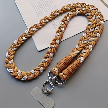 Seks-strenget flettet hestehale-snor, minimalistisk lang crossbody-skulderrem, moderigtig udendørs anti-tab telefon-snor